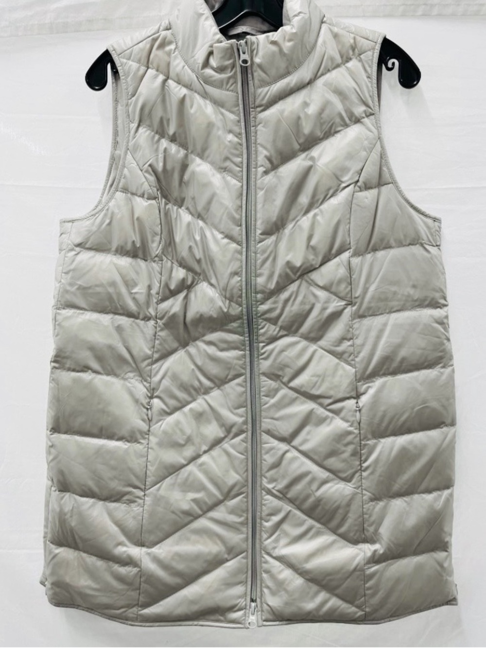 * New J Jill Light Gray Fog Down Quilted Puffer Vest Zip Front SZ Small *